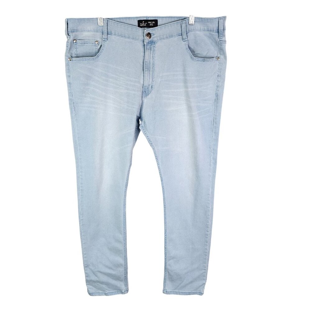 Mens Public Record Slim Fit Light Blue Denim Jeans Cotton Blend Size 40W X 32L